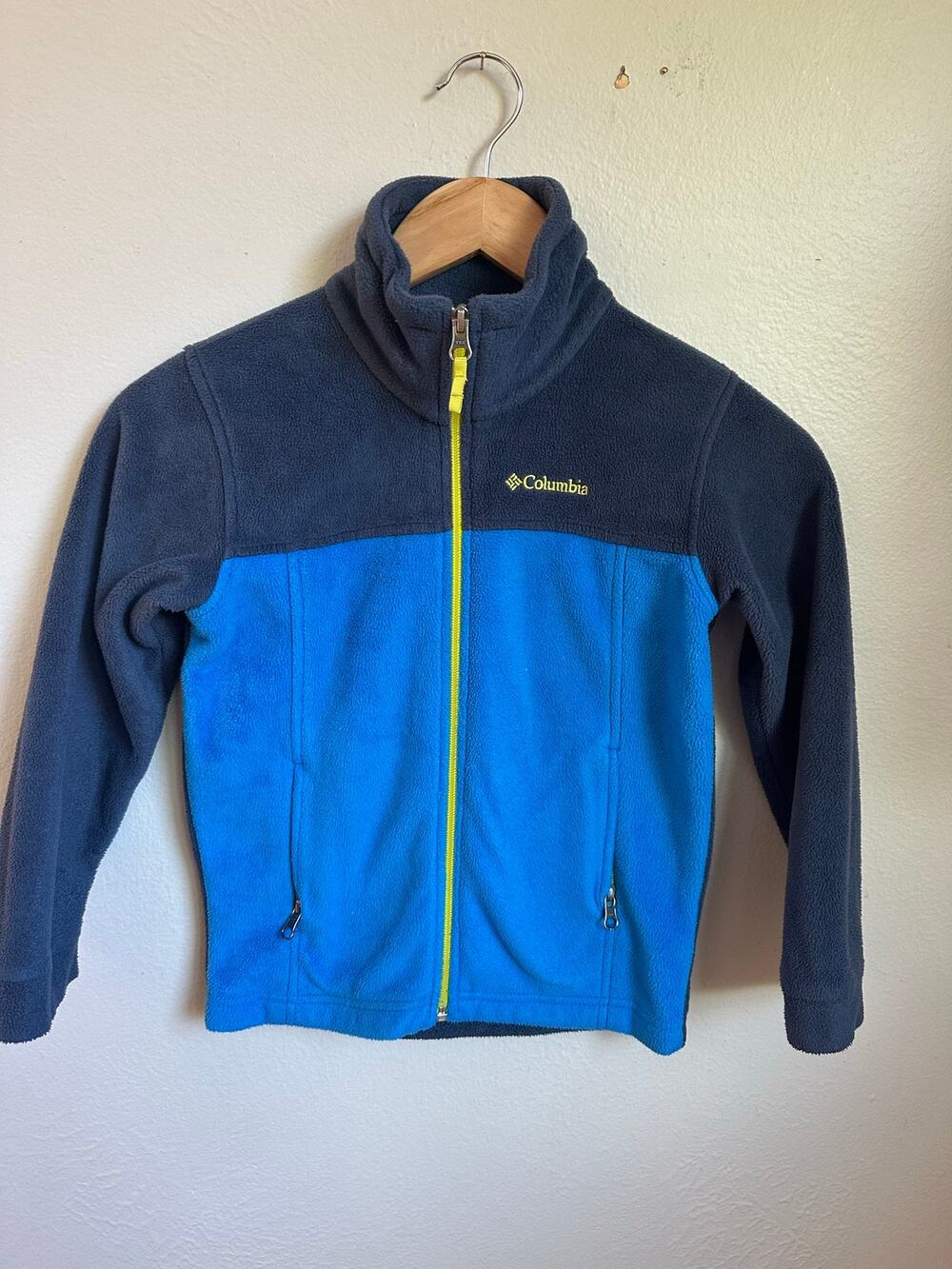 Columbia Kids XS 6/7 Fleece Jacket Blue Colorblock Full Zip Outdoor